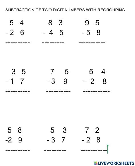 subtraction with regrouping worksheets|two digit subtraction with regrouping.